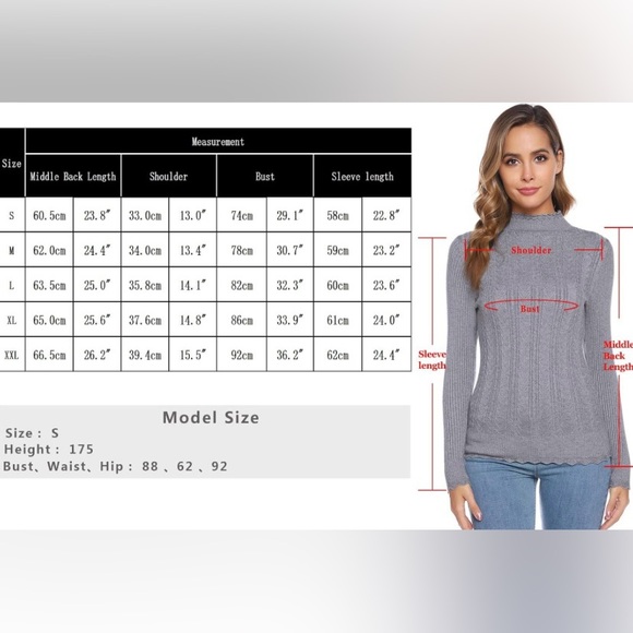 NWT iClosam Women's Long Sleeve Solid Mock Turtleneck Sweater size large grey - Picture 7 of 9